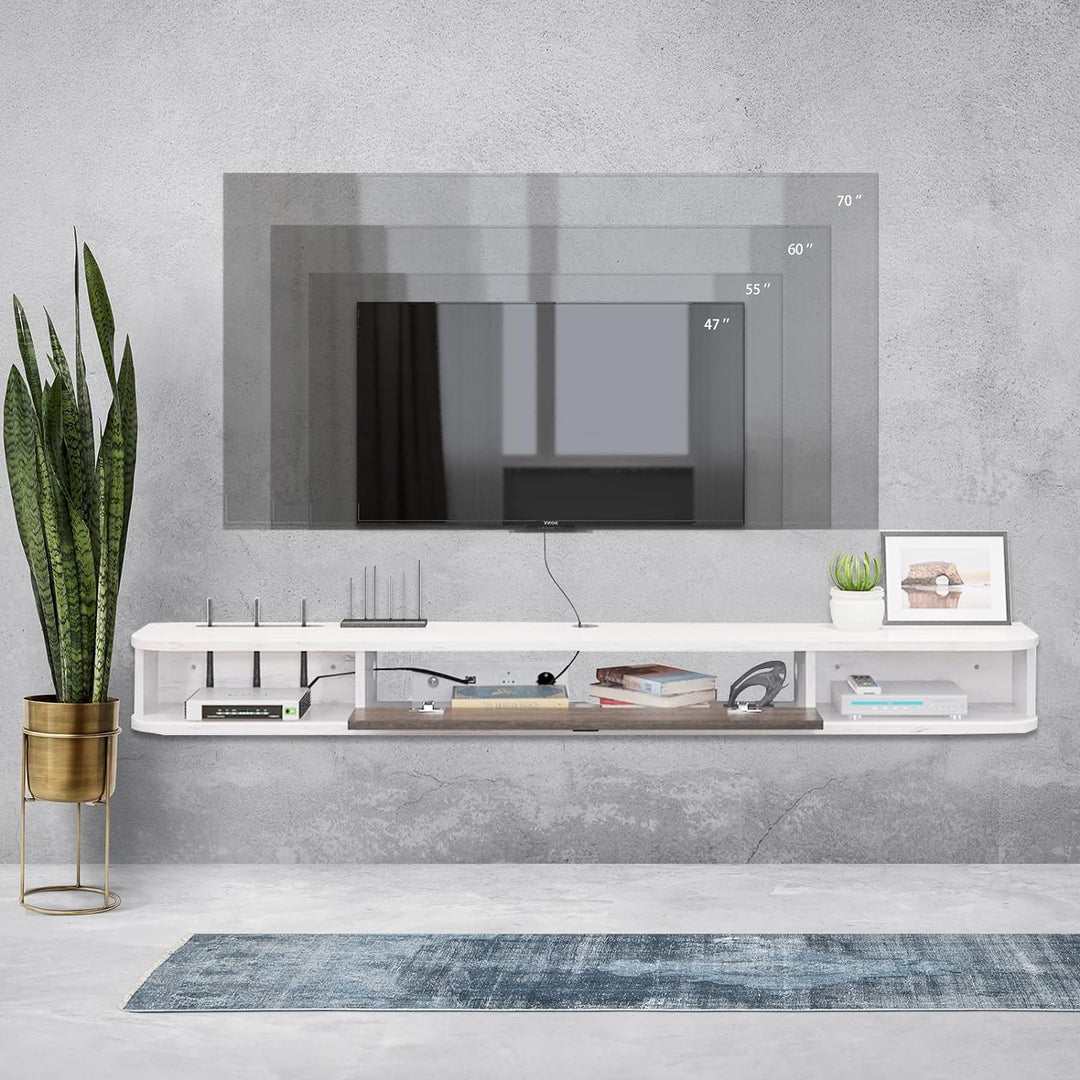 TV-Konsole / Fernsehkonsole / Fernsehtisch, schwimmend, mit Tür und Ablage, 120 cm, Grau / Weiss 120
