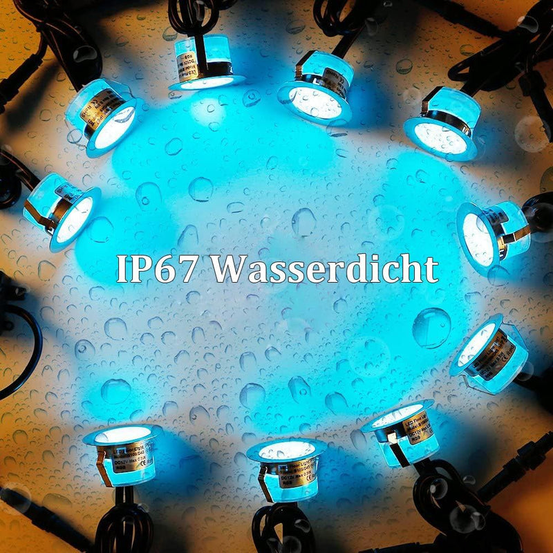 20er Bluetooth RGB Led Bodeneinbauleuchten Aussen, Ø30mm Dimmbar 12V 0.5W IP67 Wasserdicht Bodeneinb