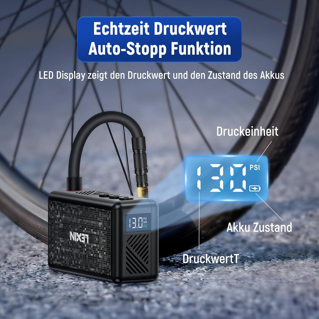 LEXIN Elektrische Luftpumpe, Akku Kompressor P2, P2
