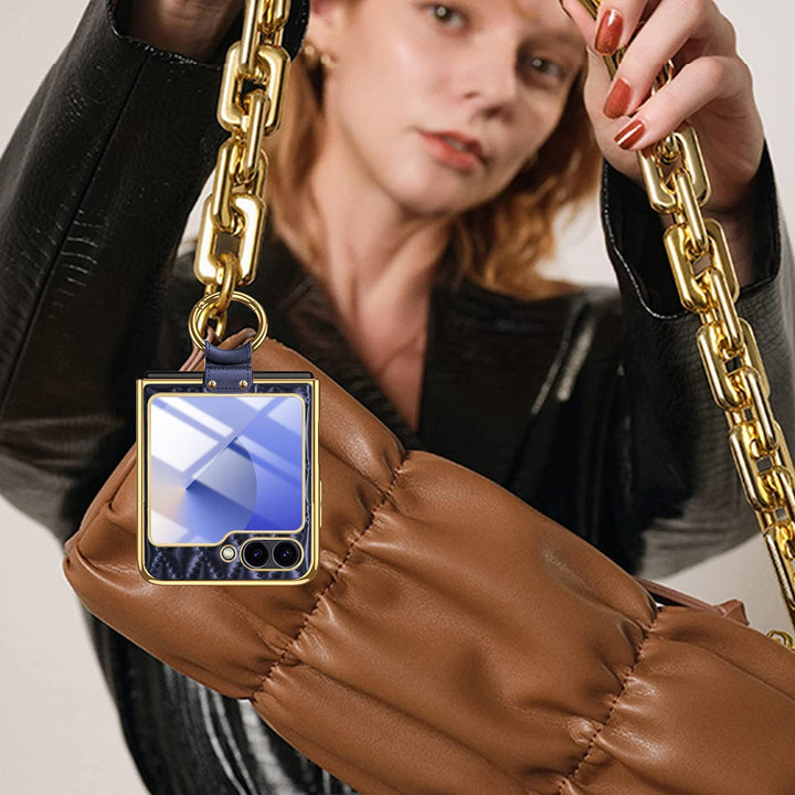 Miimall Lederhülle Kompatibel mit Samsung Galaxy Z Flip 6/Flip7 FE Hülle mit Kameraschutz+Ring Ständ