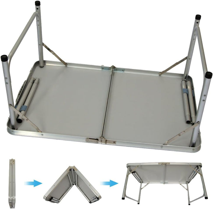 AMANKA Alu Campingtisch 90x60cm - Klapptisch Picknicktisch Leichter Falttisch höhenverstallbar Bambu