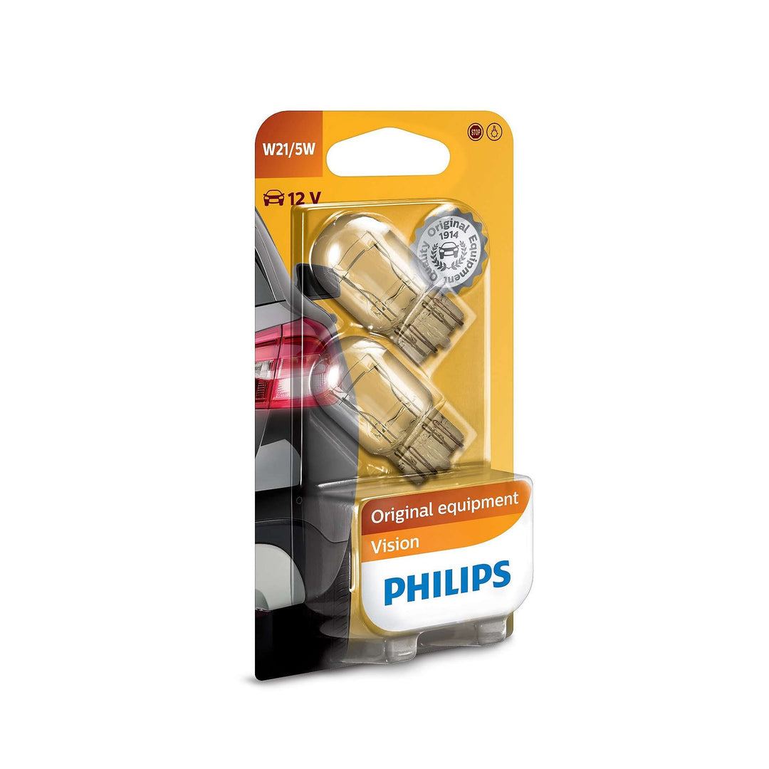 Philips 12066B2 Vision W21/5W Signallampe, 2er Blister, weiss, 13.50x9.50x13.50 Double Blister W21/5