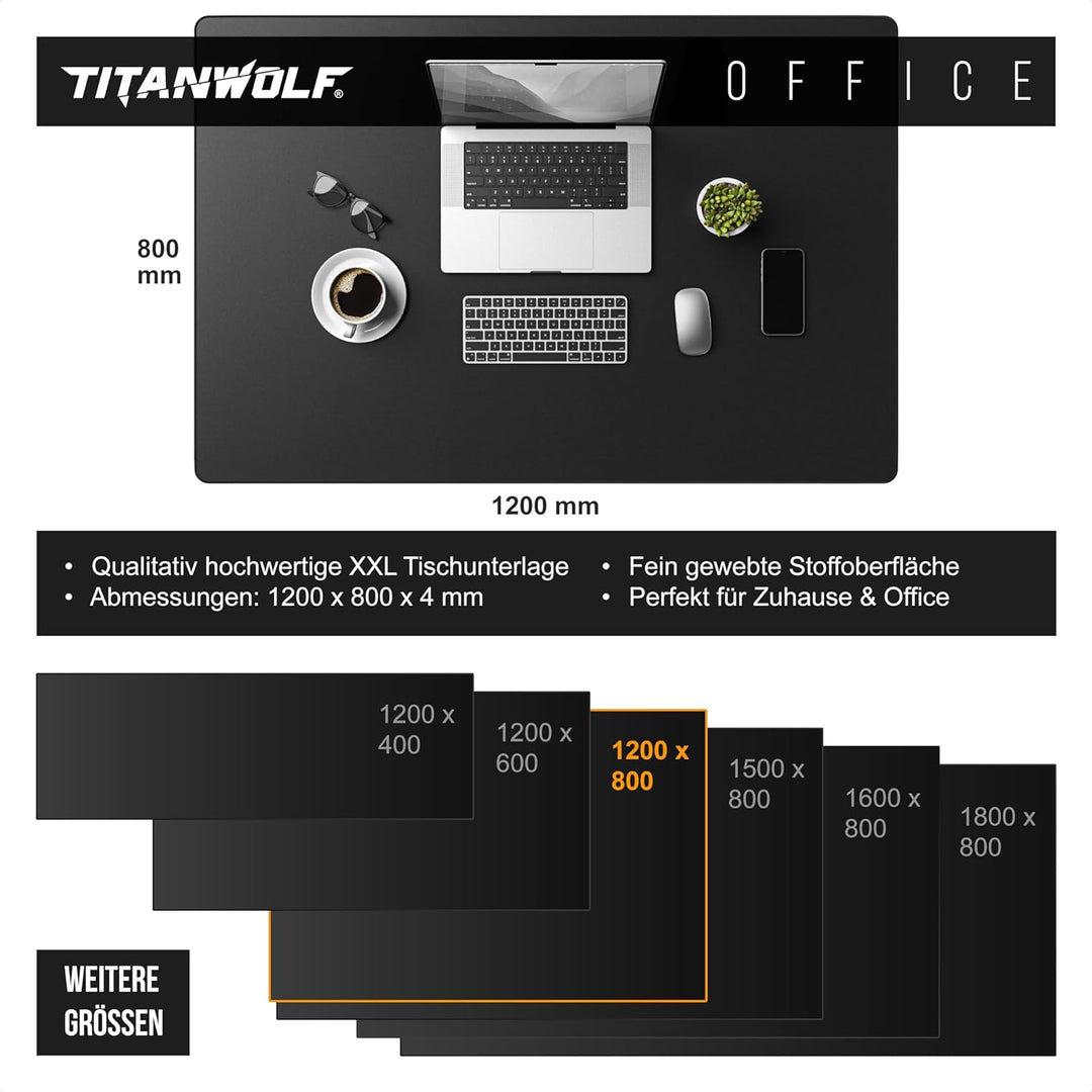 Titanwolf Übergrösse Mauspad 1200x800mm, XXXL Mousepad Home und Office Schreibtischunterlage Gross,