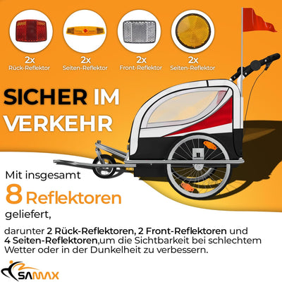 SAMAX Fahrradanhänger Jogger 2in1 360° drehbar Kinderanhänger Kinderfahrradanhänger Transportwagen v
