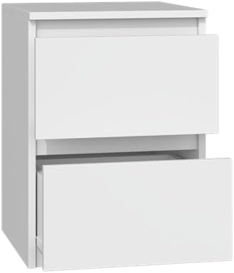 VBChome Nachttisch 30 x 30 x 40 cm Weiss Matt Nachttisch mit 2 Schubladen für das Schlafzimmer Griff