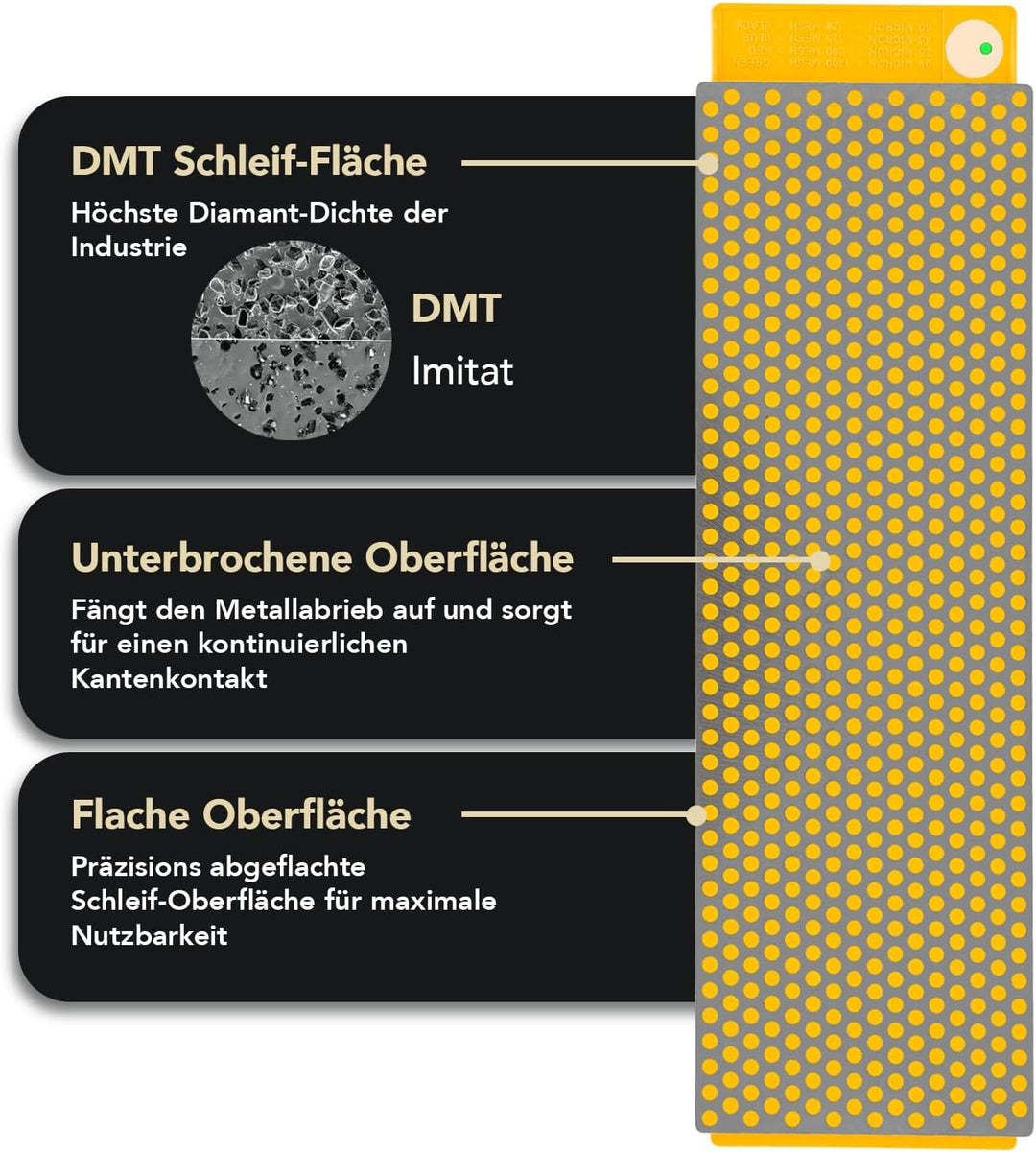 DMT DuoSharp Diamant Schleifstein 8 Zoll Extrafein, Extra-Extrafein, Doppelseitiger Messerschärfer i