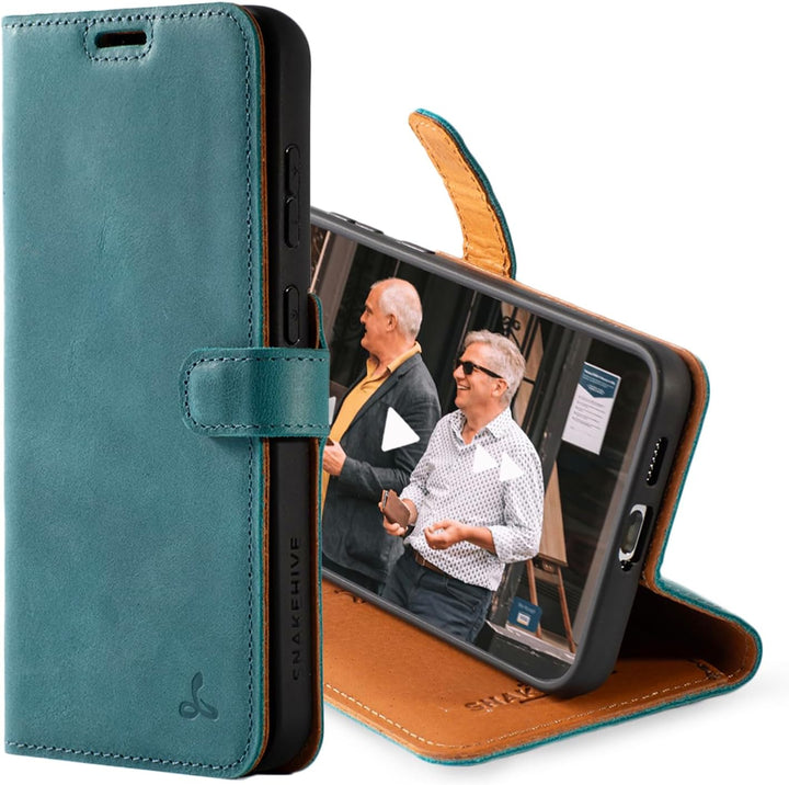 Snakehive Galaxy S23 Hülle Leder | Stylische Handyhülle mit Kartenhalter & Standfuss | Handyhülle Sc