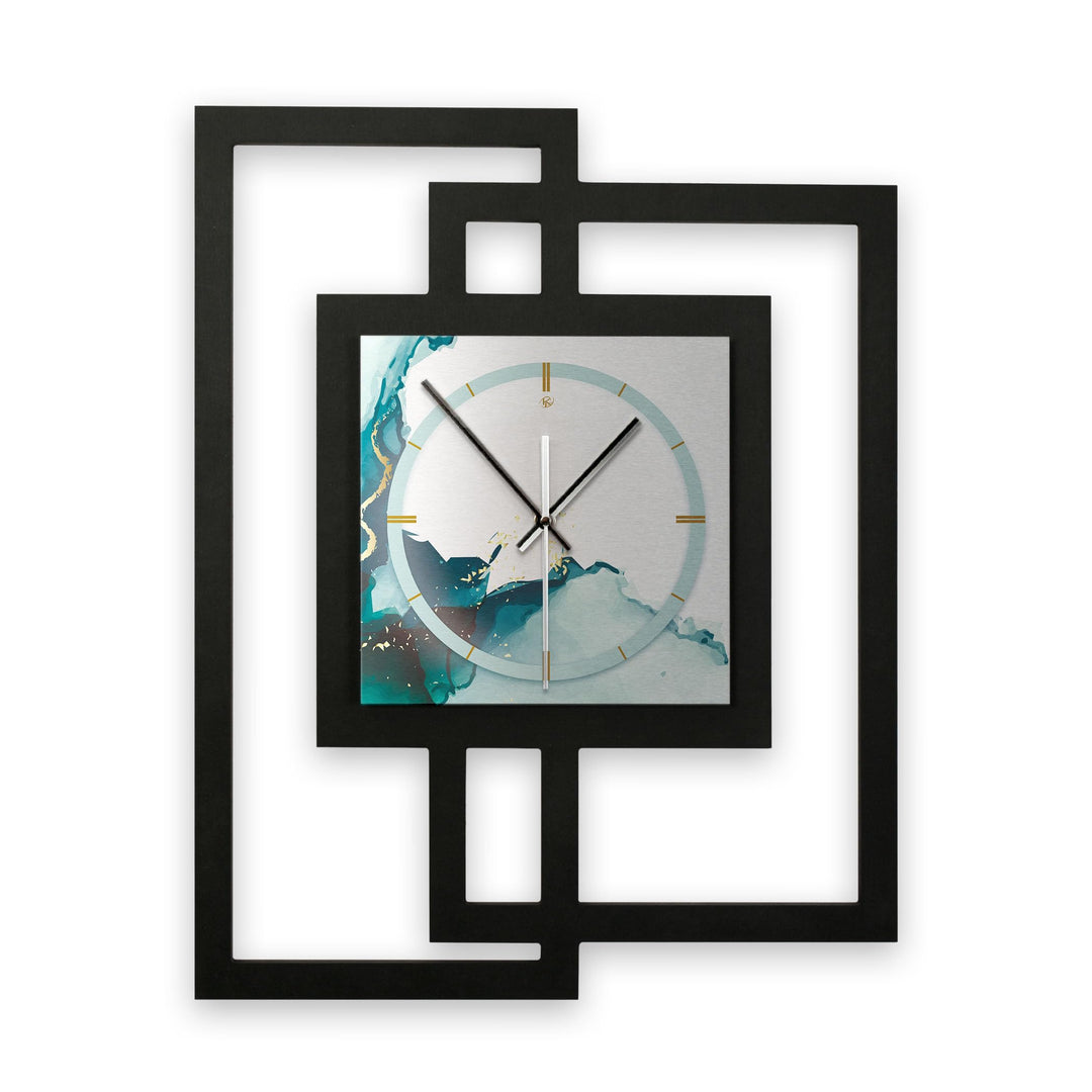 Kreative Feder Designer-WANDUHR „Turquoise“ in modernem Metallic-Look ohne Tickgeräusche (Funk/Quarz