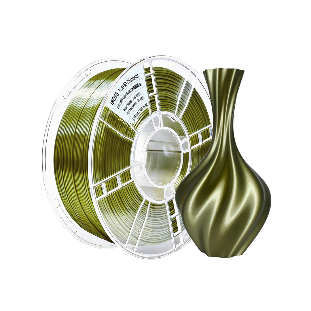 iBOSS PLA 3D-Druckerfilament, PLA+ Filament 1,75 mm, Seide olivgold, Genauigkeit +/-0,02 mm, PLA PLU