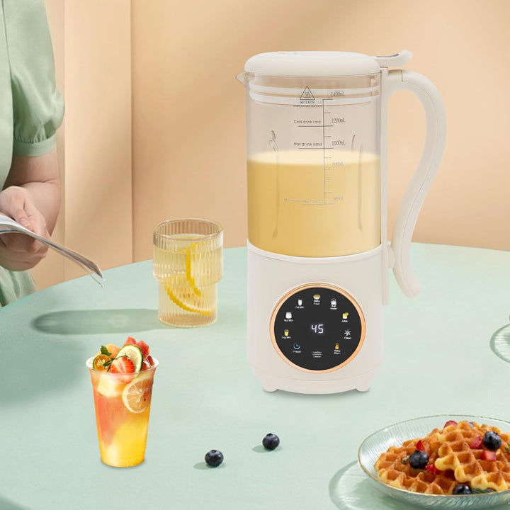 Sojamilch Maschine Nussmilchmaschine 1400ml, Entsafter Sojamilch Maschine mit 16 Klingen, Hafermilch