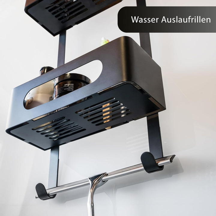 Duschablage zum Hängen | Patentiertes Duschregal ohne Bohren | Edelstahl Badregal Shampoohalter Dusc