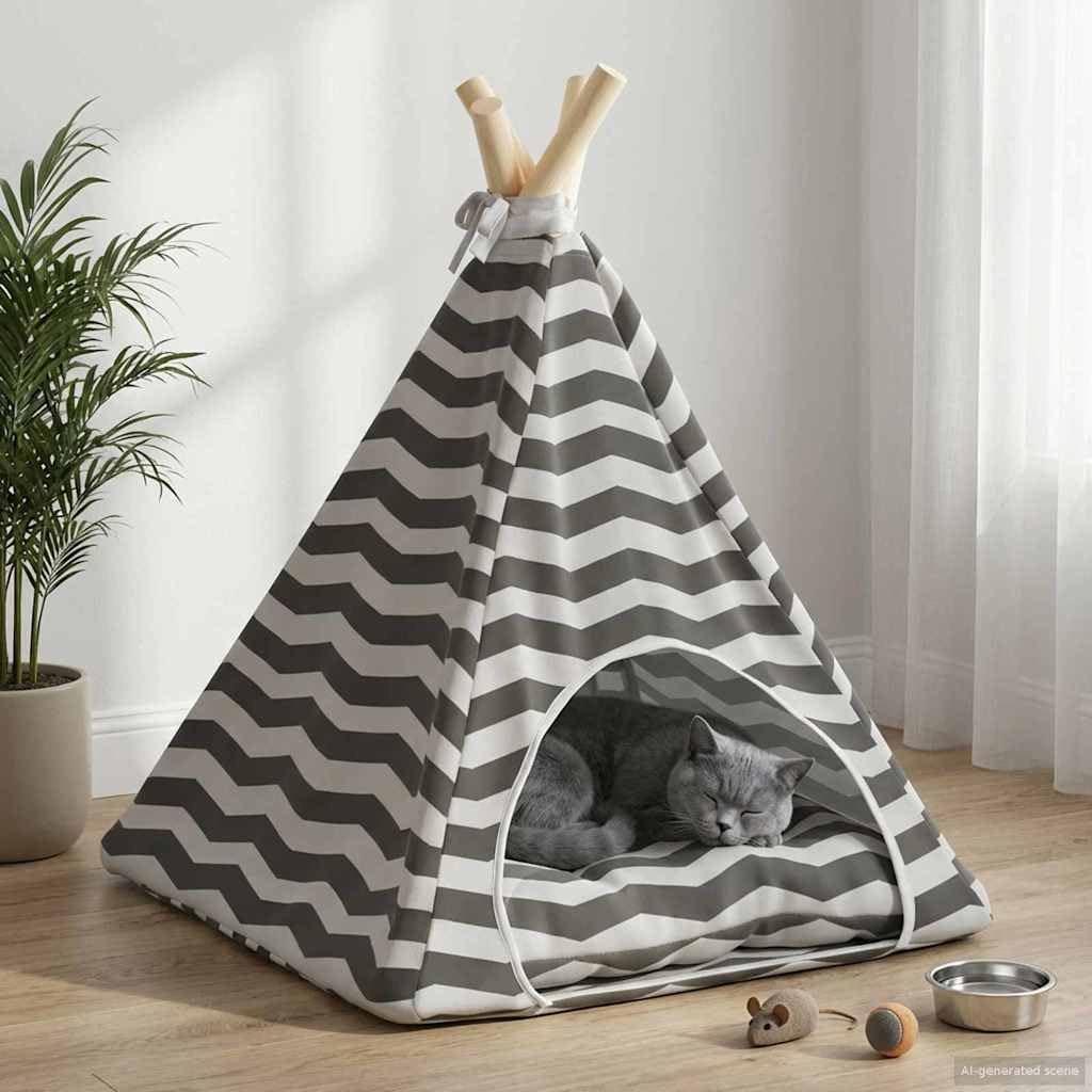 Hothingwell Modernes Tipi-Zelt für Tiere mit Kissen, 40 x 40 x 50 cm, aus atmungsaktivem Polyester,