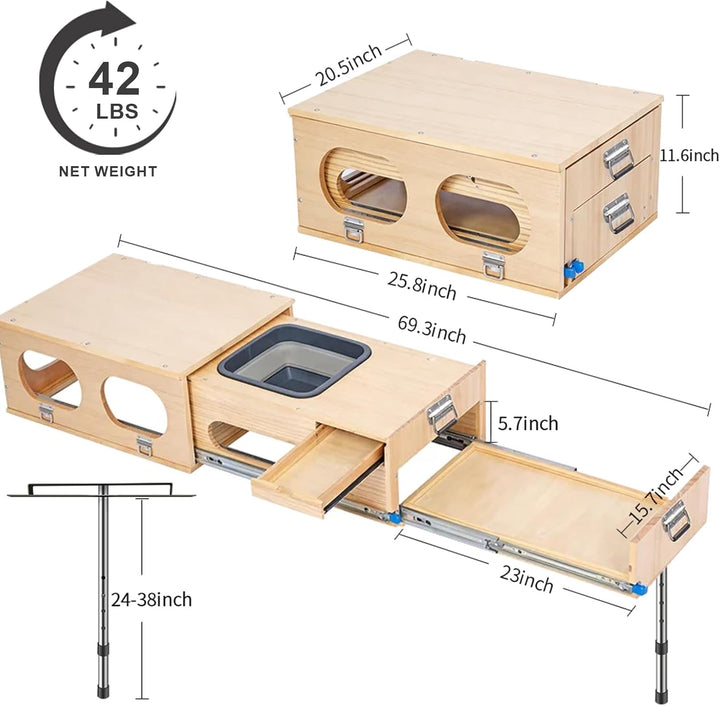 Overland Campingbox für Auto, Klappbare Campingküche mit Spüle, küchenbox Camping, Stauraum und Plat