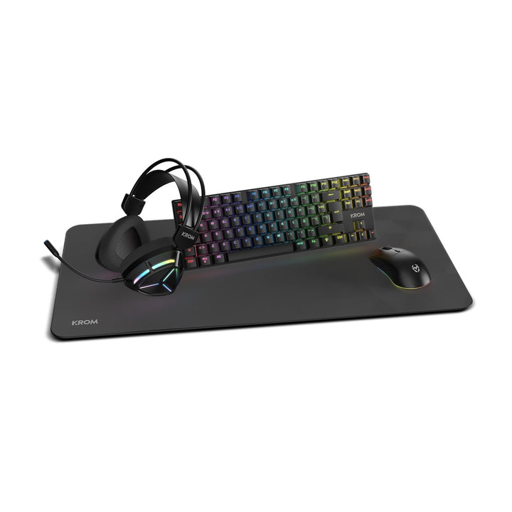 KROM Klass – 4-in 1 Gaming-Set: Mechanische TKL, Tastatur RGB, spanisches Layout, optische Maus mit