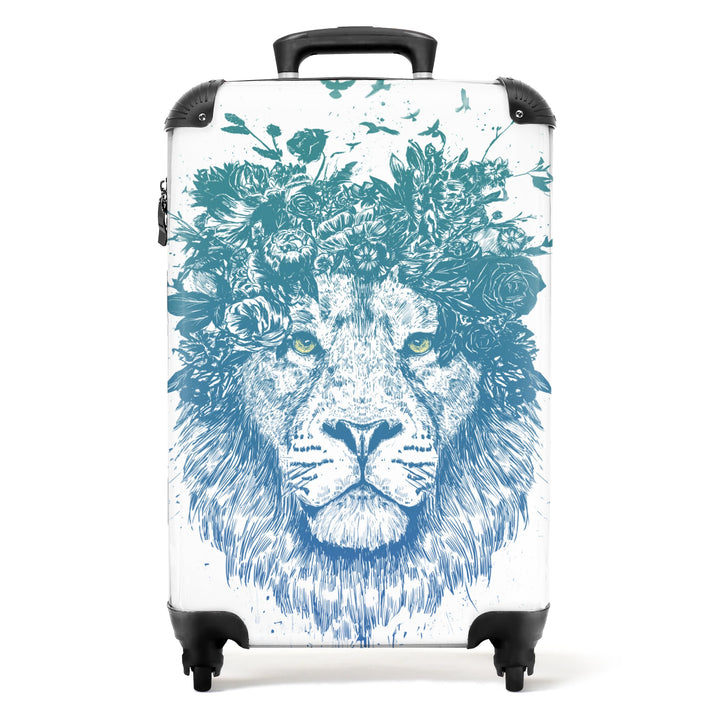 NoBoringSuitcases.com® Koffer Handgepäck Trolley Rollkoffer Kleine Reisekoffer mit 4 Rollen - Löwe -