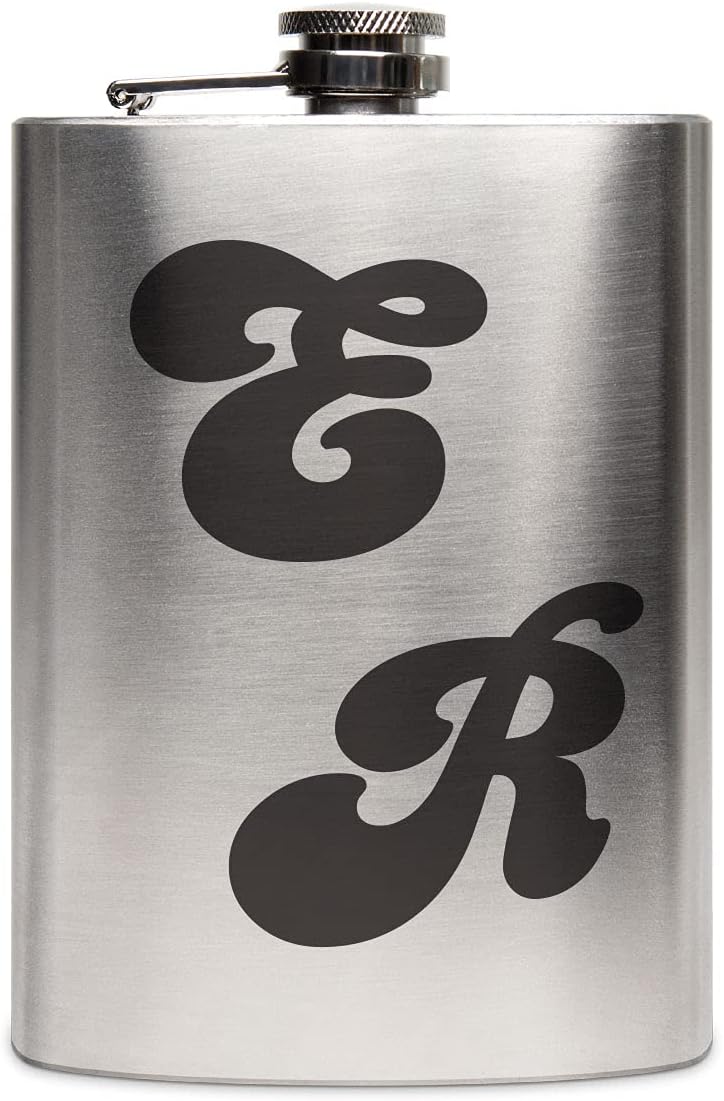 Edelstahl Flachmann 237 ml silber inkl. individuelle Gravur in Schwarz von Paule Black - personalisi