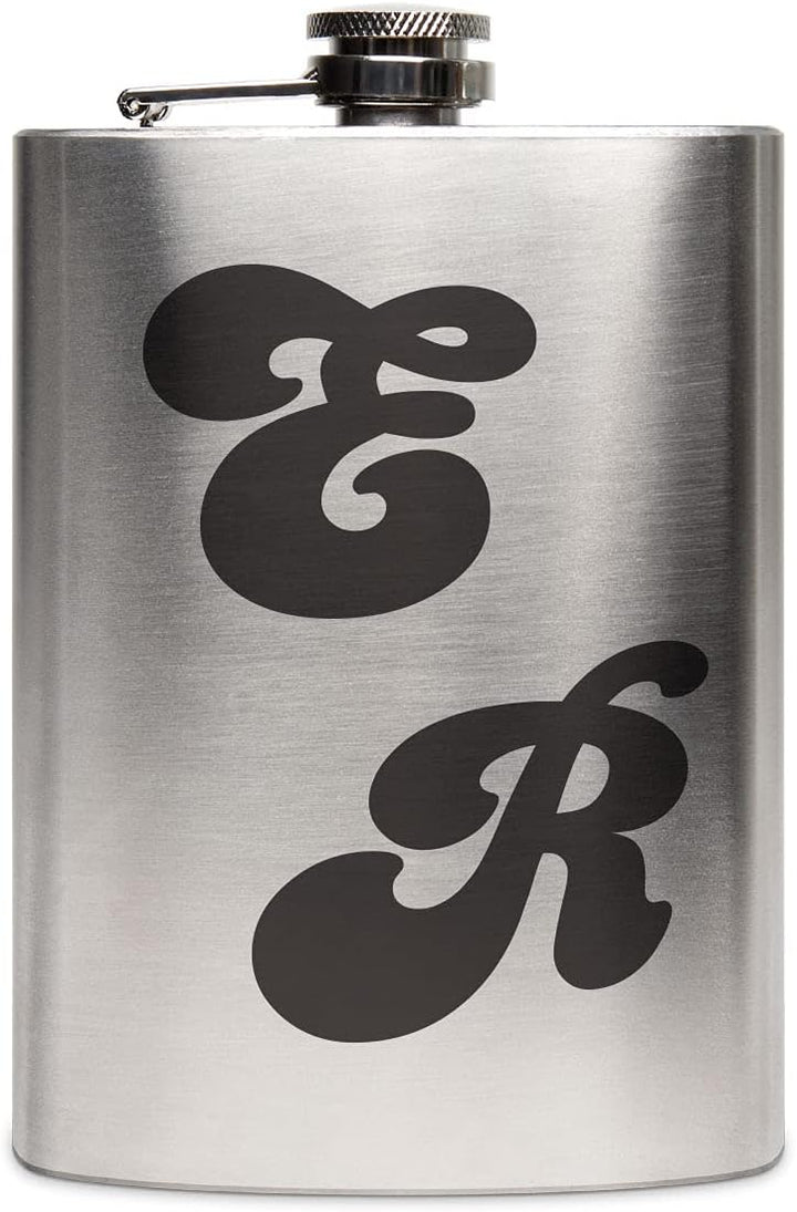 Edelstahl Flachmann 237 ml silber inkl. individuelle Gravur in Schwarz von Paule Black - personalisi