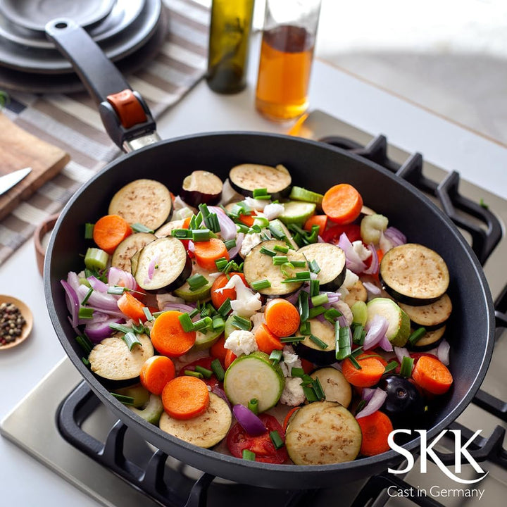 SKK 22014 Series 7 flache Bratpfanne – Energiesparende Aluguss-Pfanne mit abnehmbarem Griff, PFOA-fr