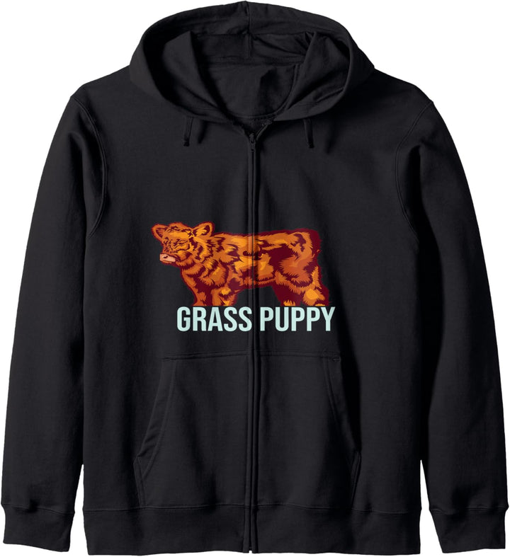 Schottische Highland Kuh Geschenk Gras Welpen Kapuzenjacke