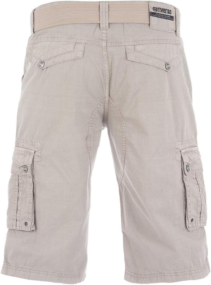 riverso Kurze Hosen Herren Cargo Shorts mit Gürtel Regular Fit RIVAnton Cargoshorts Sommer 100% Baum