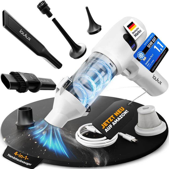 Turbotastic Pro 2 Handstaubsauger – 120W, 18.000Pa, bis 60 Min Laufzeit, HEPA-Filter, LED-Display, 4