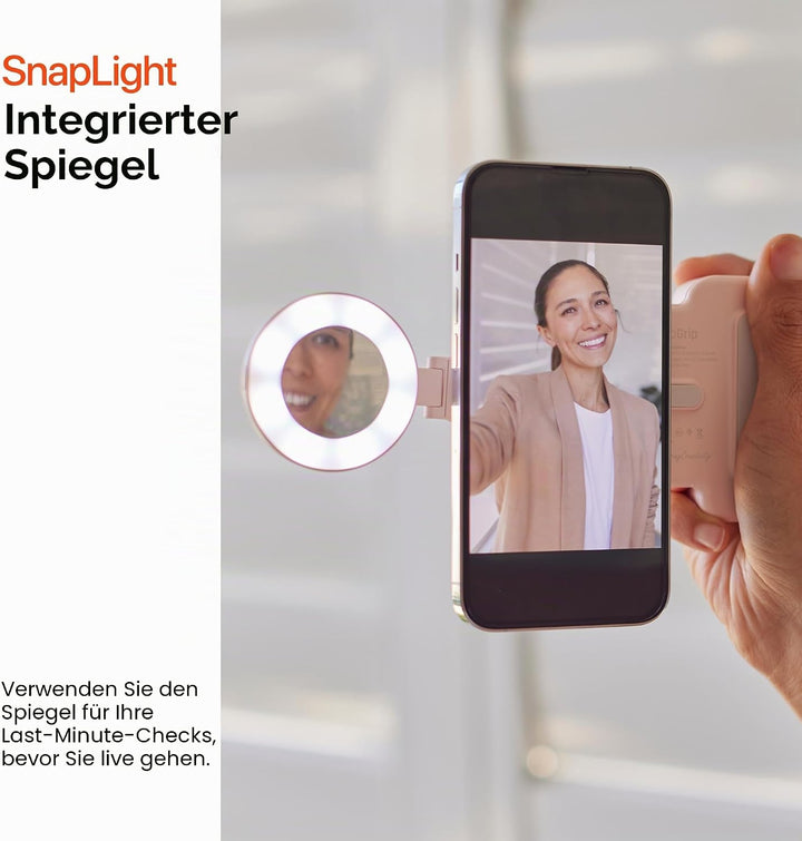 ShiftCam SnapLight – LED-Selfie-Ringlicht mit vier Helligkeitseinstellungen und eingebautem Akku – m