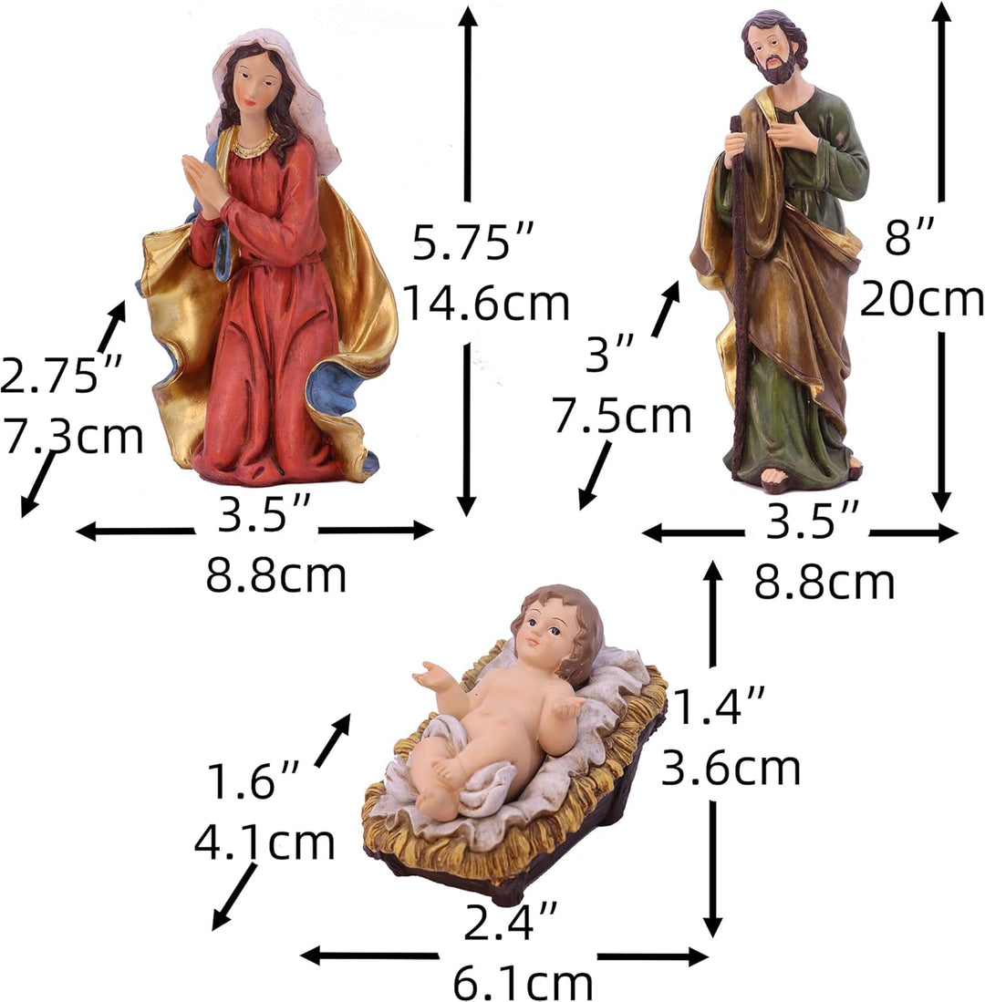 Zayton Weihnachtskrippen-Set, 11-teilig, 20,3 cm, Jesus-Krippe, Krippe, Ornament, Kirche, Heimdekora