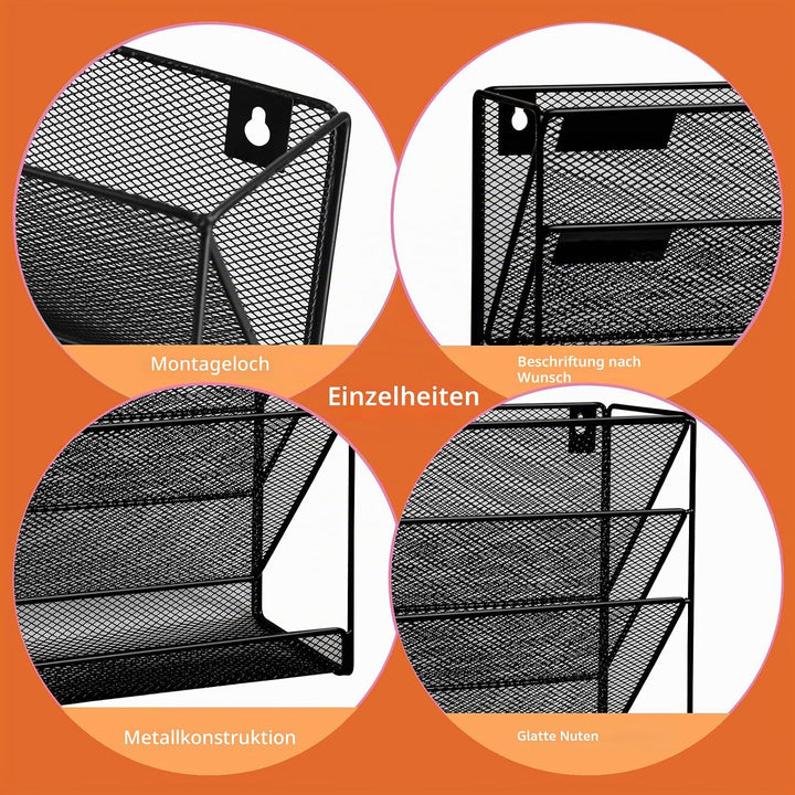 Hängeorganizer Wandablagefächer 4 Etagen Wandmontage Schreibtisch Organizer, A4 Zeitschriftenhalter