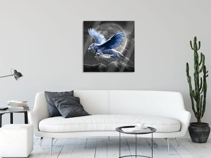 Pixxprint Glasbild | Wandbild auf Echtglas | Wolf mit Flügeln | 80x80 cm | inkl. Aufhängung und Abst