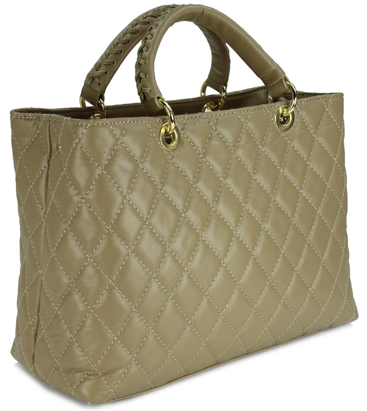 Belli edle italienische Echt Nappa Leder Damentasche Henkeltasche Umhängetasche gesteppt - 34x25x17