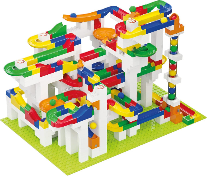 Hubelino mega (585-teilig), 420633 & 420329 Kugelbahn Grundplatte 560 Noppen Blau, kompatibel Bundle