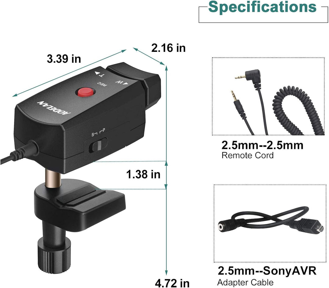 AODELAN Lanc Camcorder-Zoom-Controller, Videokamera, Zoom und Videoaufnahme, Fernbedienung mit 2,5 m