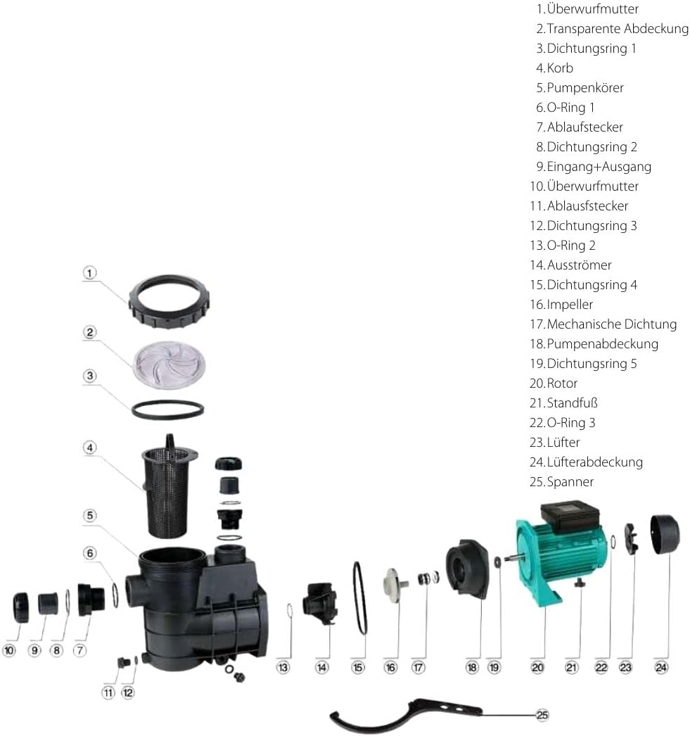 AquaOne selbstsaugende Poolpumpe HZS-300 I 300 Watt Umwälzpumpe I Pumpe 8000 L/h für Pool Schwimmtei