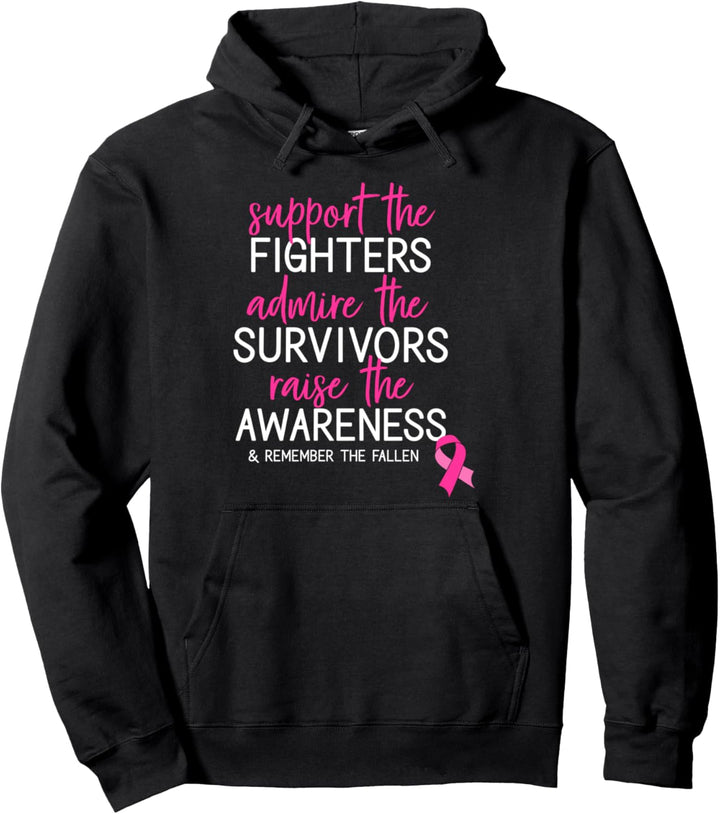 Support Heart Disease Pink Ribbon Breast Cancer Awareness Pullover Hoodie