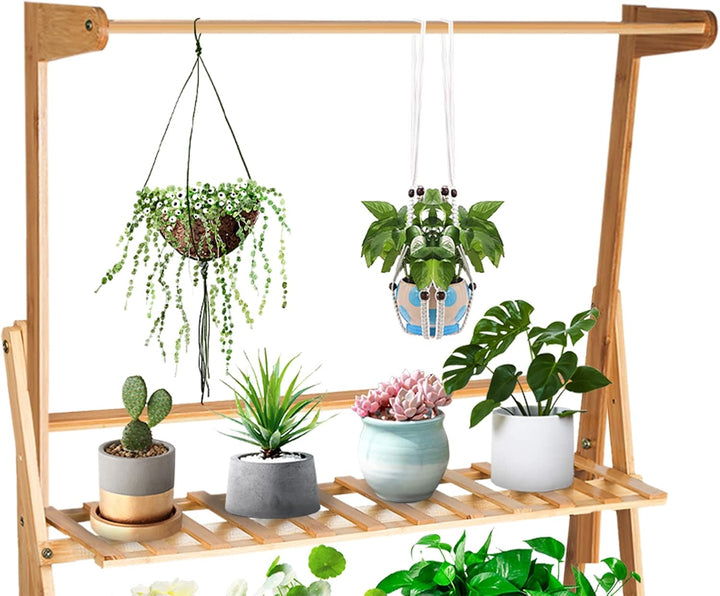 THINFAR Blumentreppe Holz, Blumenständer für innen draussen, 3-stufig, Blumentreppe Klappbar, Blumen