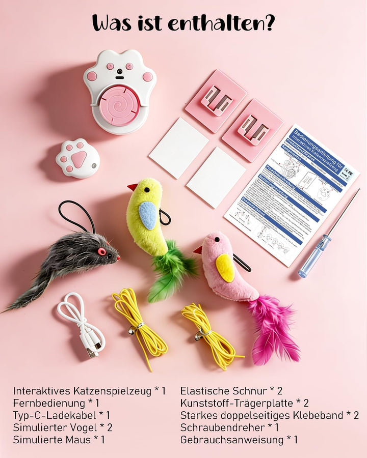Nefeeko Elektrisches katzenspielzeug mit Fernbedienung, 360° Automatisch Rotierend & Einziehbar, Hän