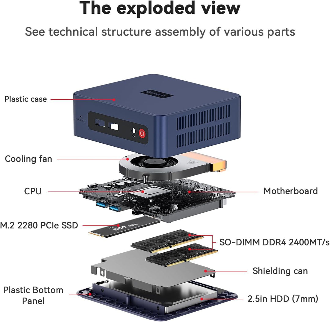 Beelink SER3 Mini PC AMD Ryzen 3 3200U bis zu 3.5 GHz, 16GB DDR4 RAM 500GB NVMe SSD Windows 11 Pro M