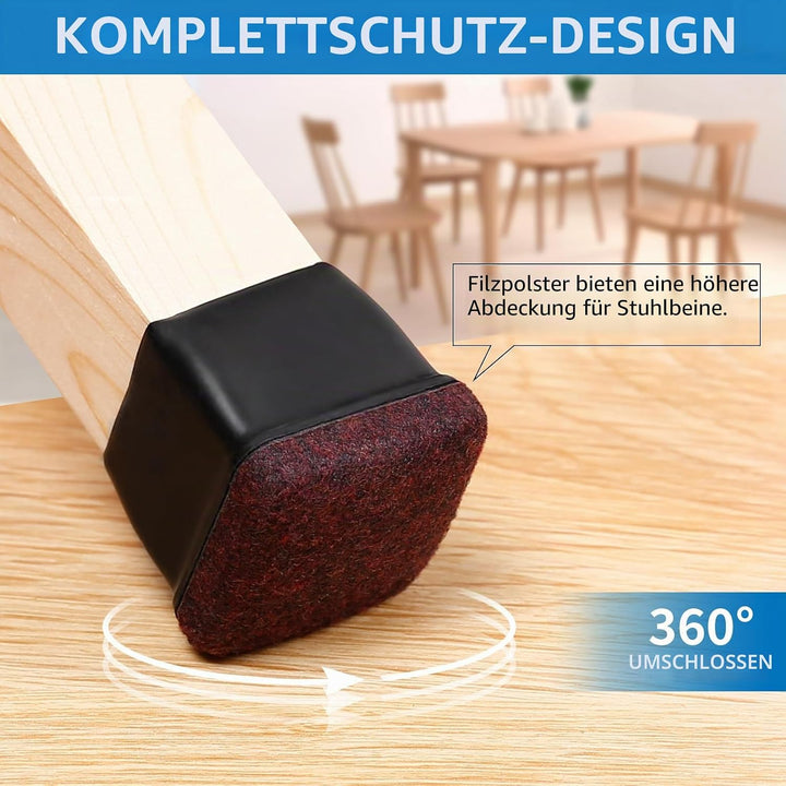Ezprotekt Schutzkappen Für Stuhlbeine mit Filz, Gummi Möbel Beinbecher, Ø13-20mm Tischbeinbezug, Möb
