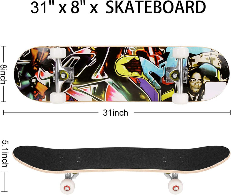 WeSkate 3108-1 Skateboard 31X8" bunt, 31X8" bunt