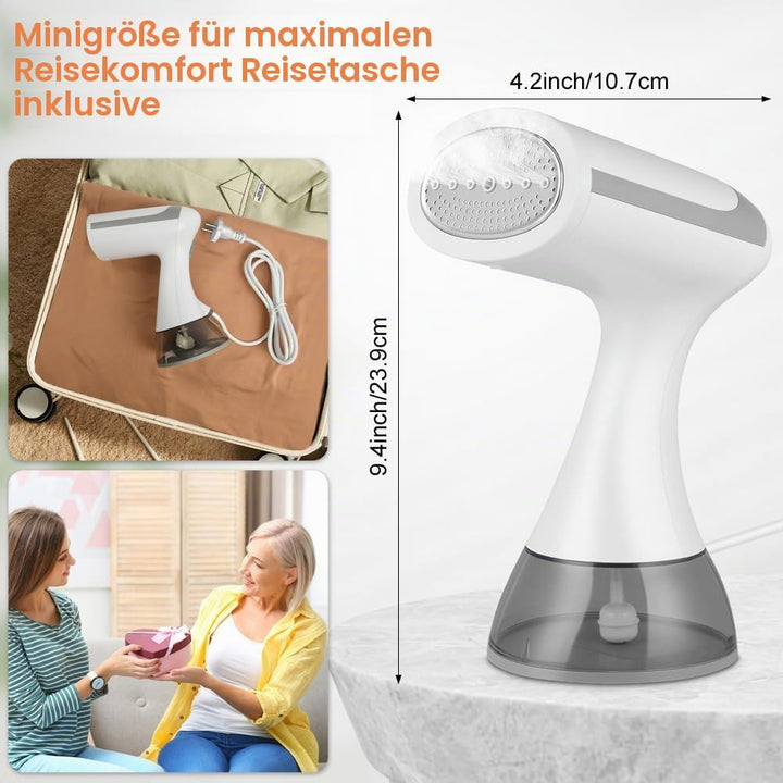 HOTUT Tragbarer Dampfglätter,1500W Dampfbürste,Steamer Dampfglätter mit 300 ml Wassertank,Hand-Dampf