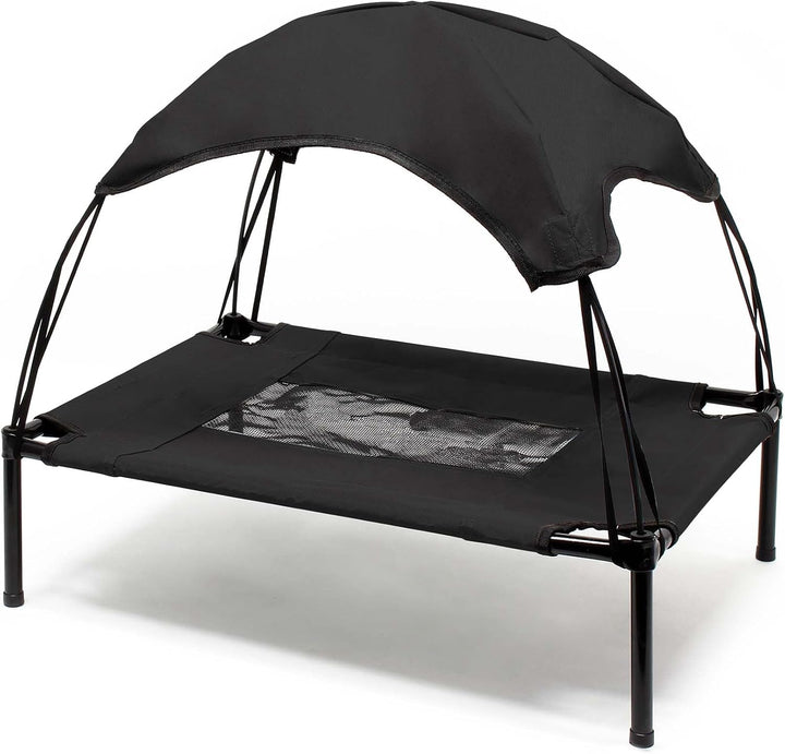 Wiltec Hundebett mit Dach Schwarz 76 x 60 x 16 cm Grösse M bis 25 kg Outdoor Katzenliege Haustier Sc