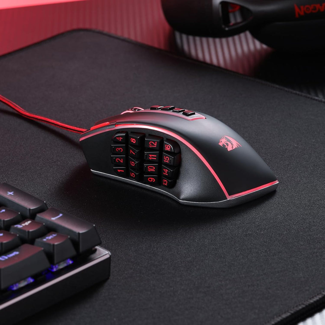 Redragon M990 MMO Gaming Maus, 32000 DPI Hochpräzise kabelgebundene RGB Maus mit 23 programmierbaren