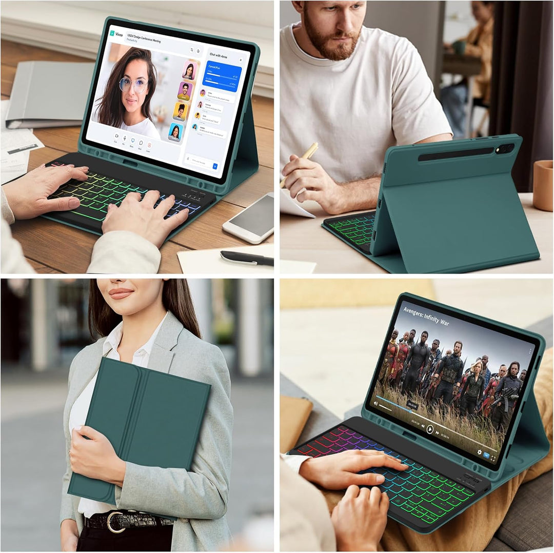 Bettdow für Samsung Galaxy Tab S10+/S10 Plus Tastatur Hülle, QWERTZ Layout Abnehmbarer Beleuchtete T