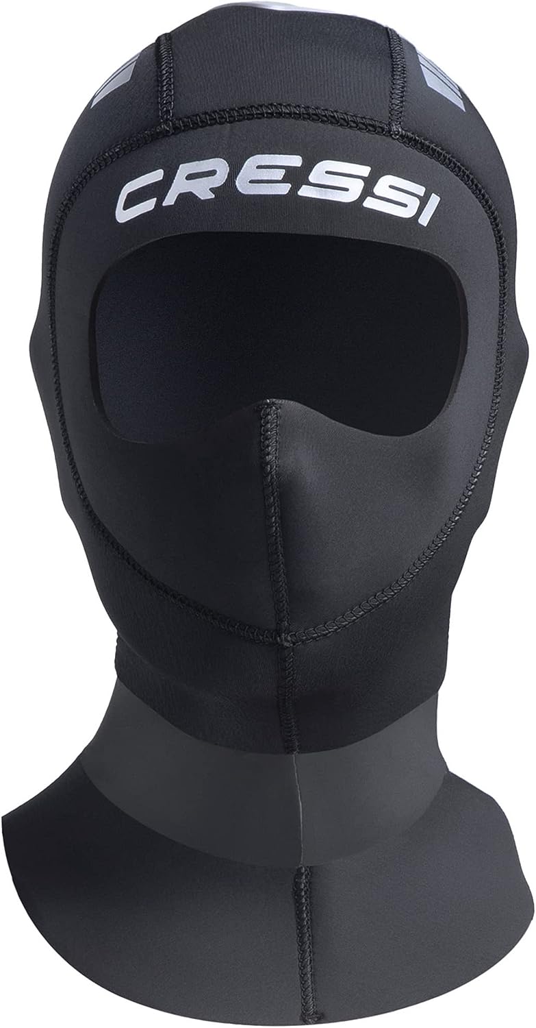 Cressi Orust Hood 5mm - Unisex-Tauchhaube für Erwachsene, Schwarz/Silber S/2, S/2