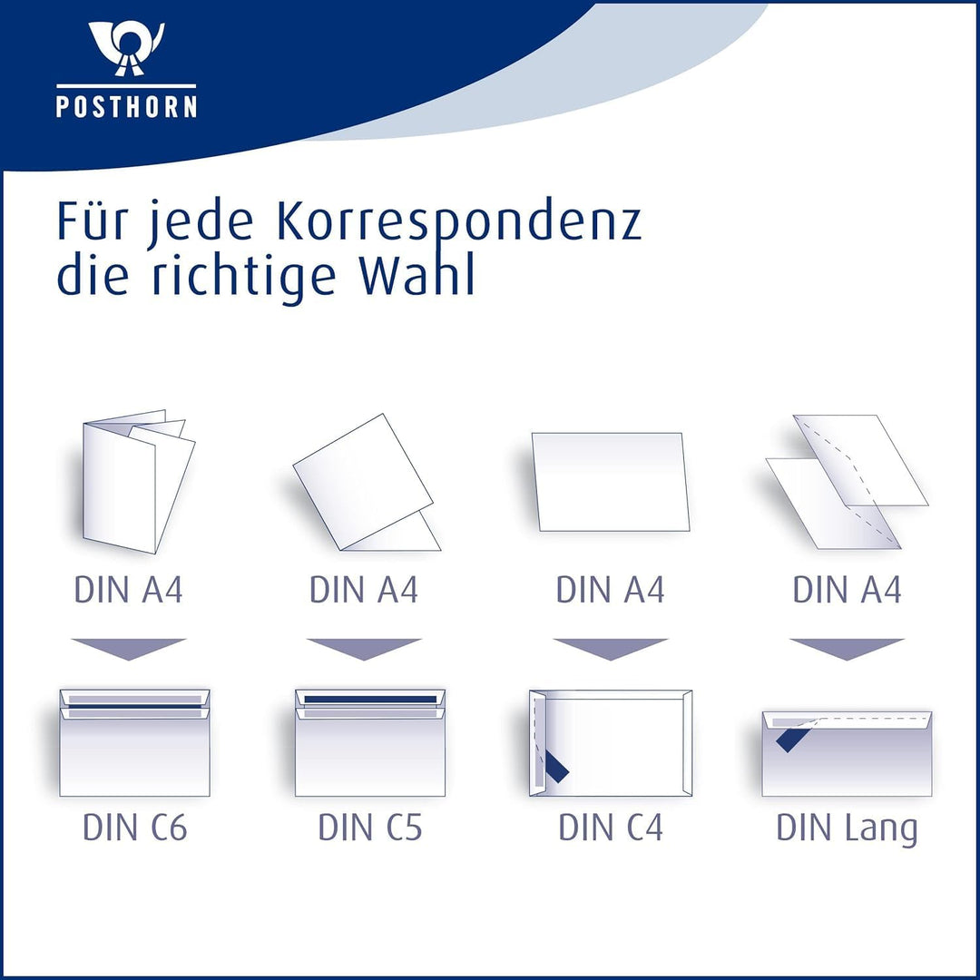 POSTHORN Versandtasche C4 (324x229x1mm) haftklebend mit Fenster 100g weiss FSC 250 Stück