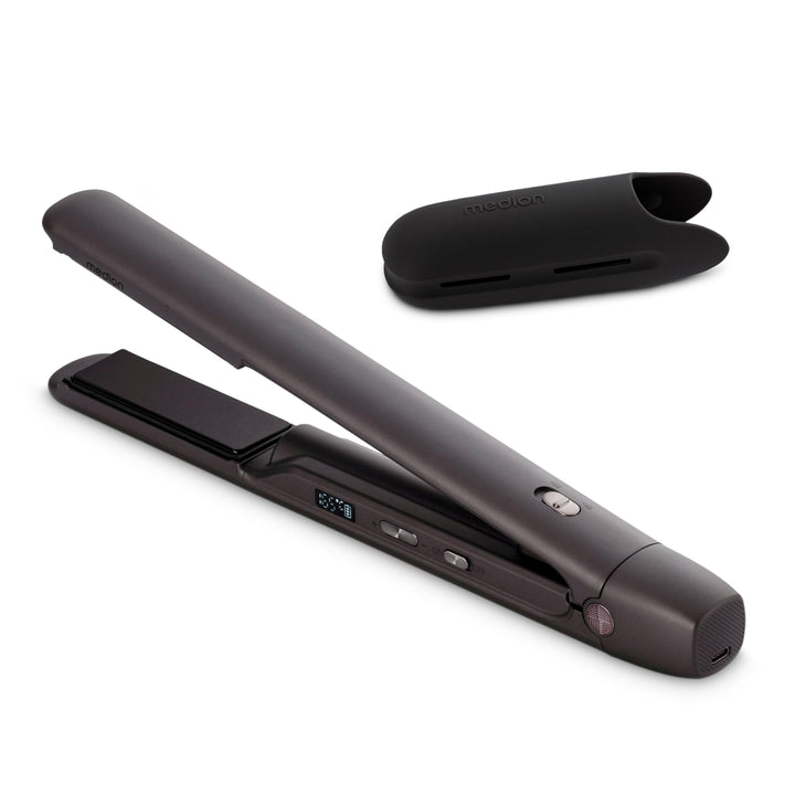 MEDION Glätteisen HS2 (kabellos, Display, 5 regelbare Hitzestufen, 165° bis 210°, breite flexible Ke