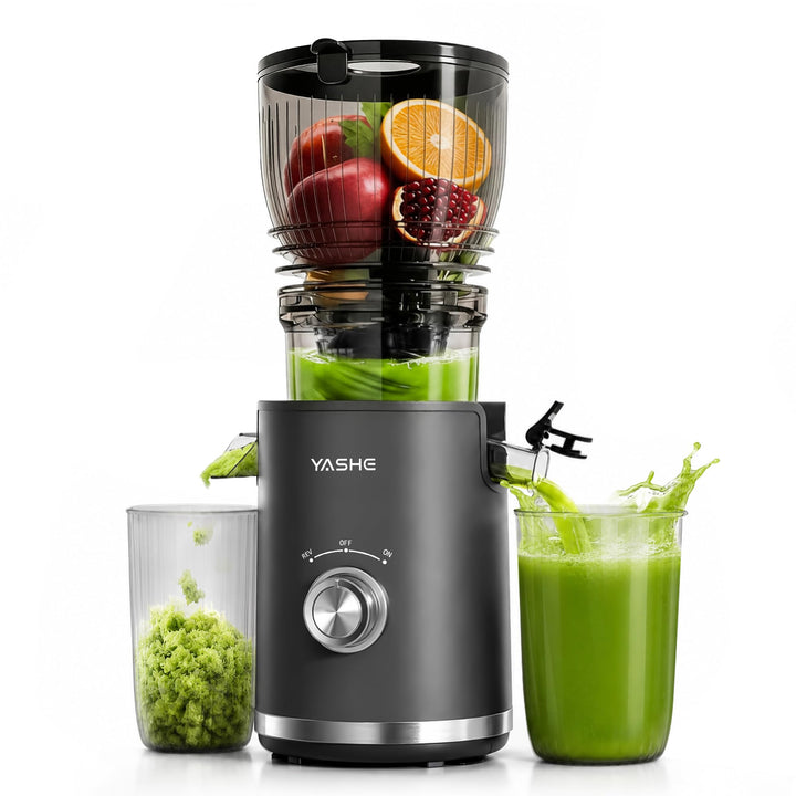 YASHE Entsafter, 300W Slow Juicer mit 148 mm Extra Grossem Einfüllschacht für ganze Früchte & Gemüse