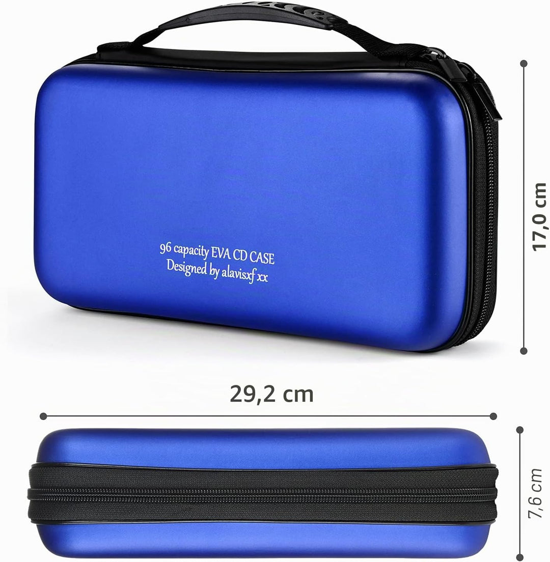 CD Tasche, 96 Kapazität Hart Eva Blu-ray CD-Brieftasche Doppelreissverschluss Handschlaufe Tragbare