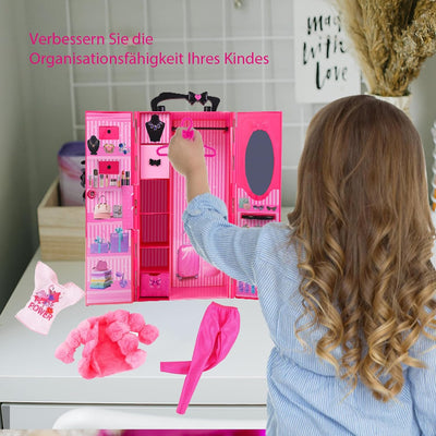 Toclsixz Puppen kleiderschrank für 30cm Puppe Zubehör und Kleidung inklusive Kleiderschrank, Schuhre