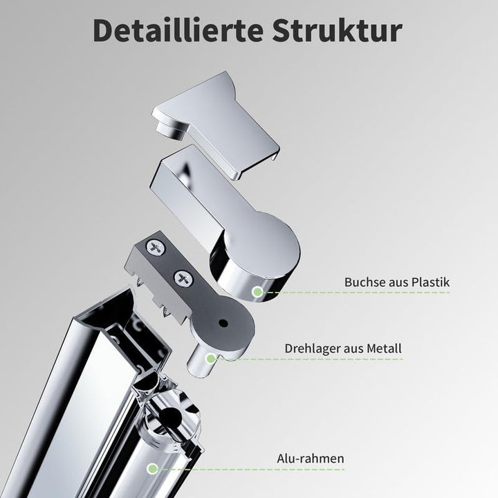 Walk in Duschwand, 120x195 cm Falttür Dusche Duschtrennwand 180° Duschwand 6mm ESG-Sicherheitsglas N